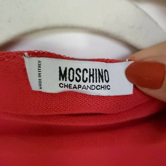 Moschino Cheap And Chic Knit Crochet Open Cropped Cardigan Women Medium Red/Pink - Picture 3 of 12